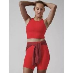 Athleta Small Red Conscious Crop Bra Tank Top Activewear Yoga Gym Workout